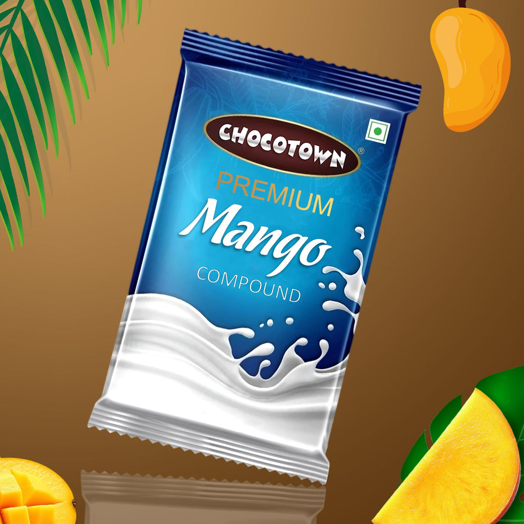 Sliced Mango Compound Chocolate slab revealing its smooth, even consistency.