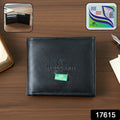 Classic bi-fold wallet open displaying multiple card slots and currency compartments