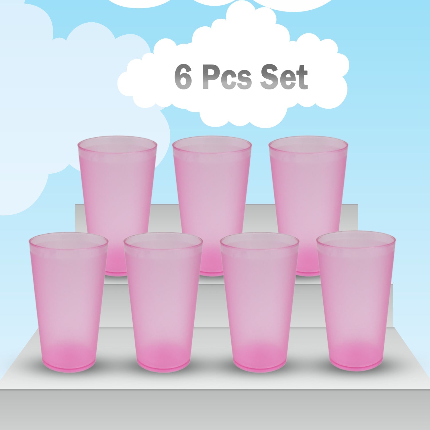 Set of 6 lightweight plastic glasses for water and beverages, suitable for home or office.