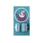 A self-adhesive mop holder with a broom and mop hanging in a clean utility area.
