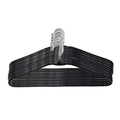 A pack of ten sleek stainless steel hangers displayed neatly against a white background.