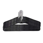 A pack of ten sleek stainless steel hangers displayed neatly against a white background.