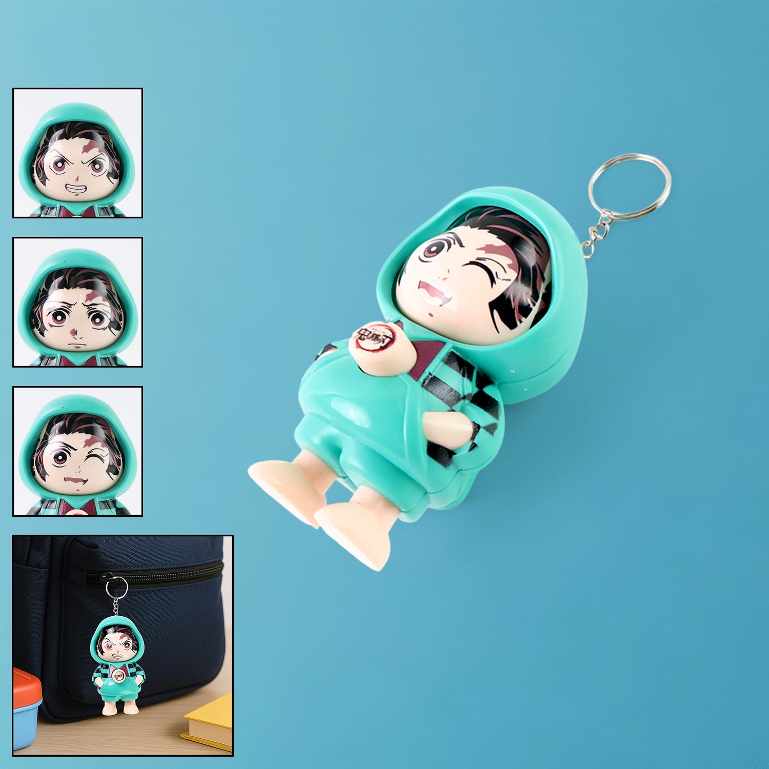 Cartoon character keychain with cute face and durable PVC