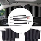 Car interior showing magnetic car window sunshade installed, offering privacy and shade.