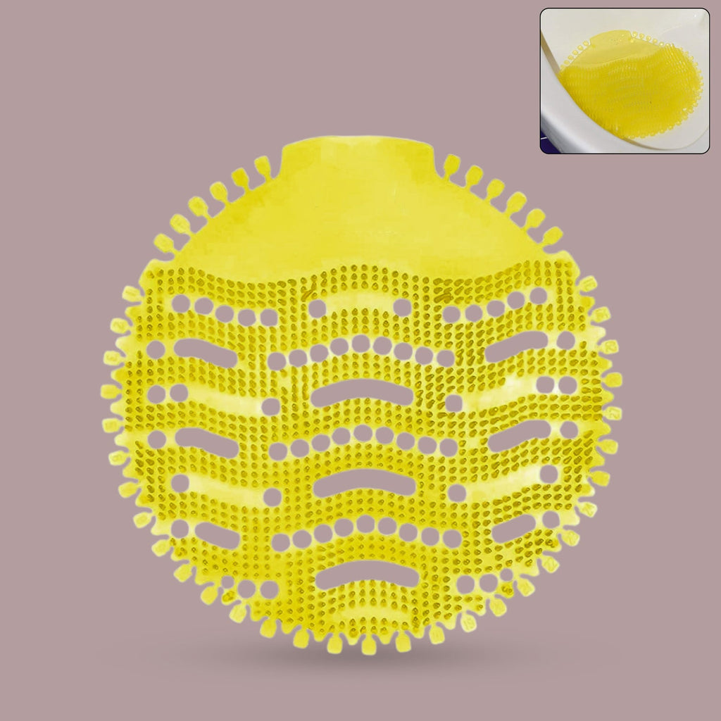 Round urinal screen deodorizer mat with fresh citrus fragrance for odor control