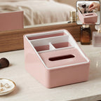 Durable plastic storage organizer box with space-saving design