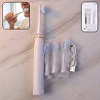 Electric toothbrush kit including four brush heads in white color