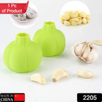 Manual silicone garlic peeler showing its flexible and durable design.