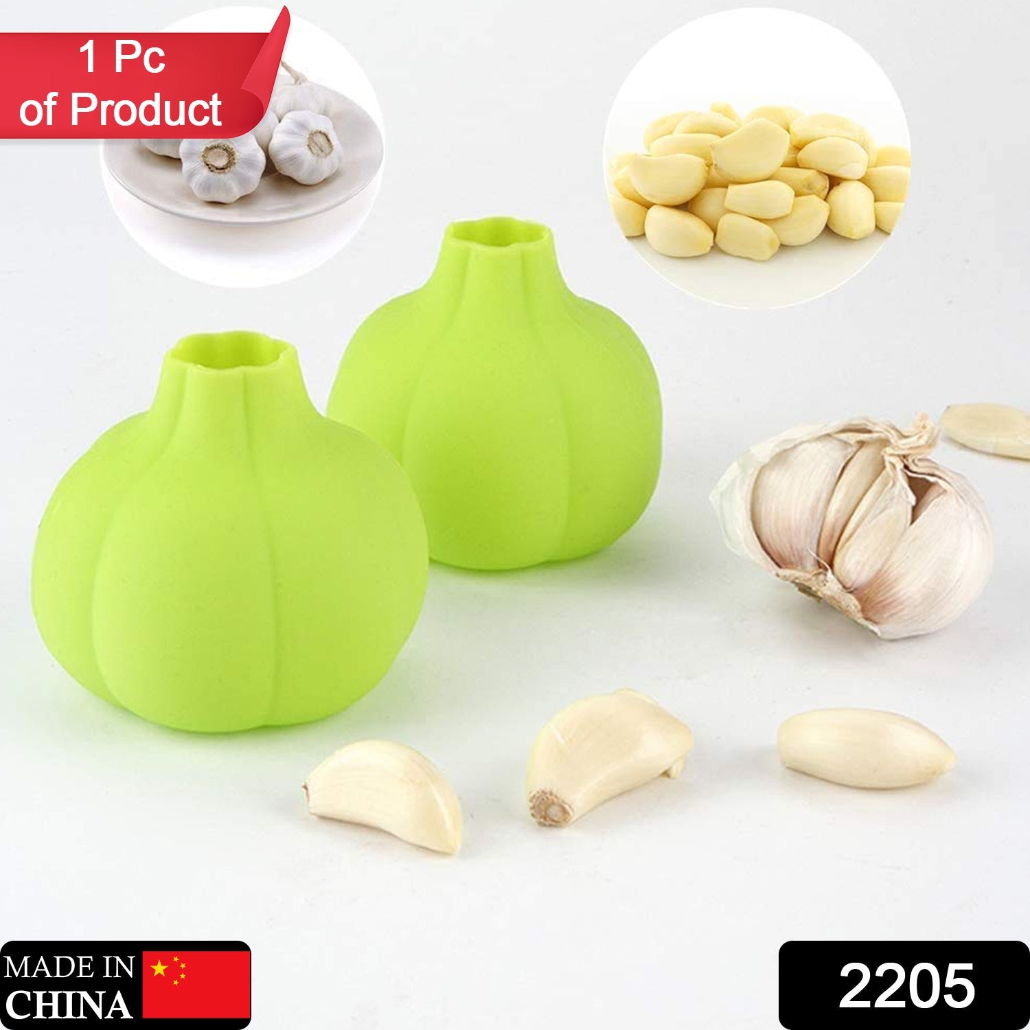 Manual silicone garlic peeler showing its flexible and durable design.
