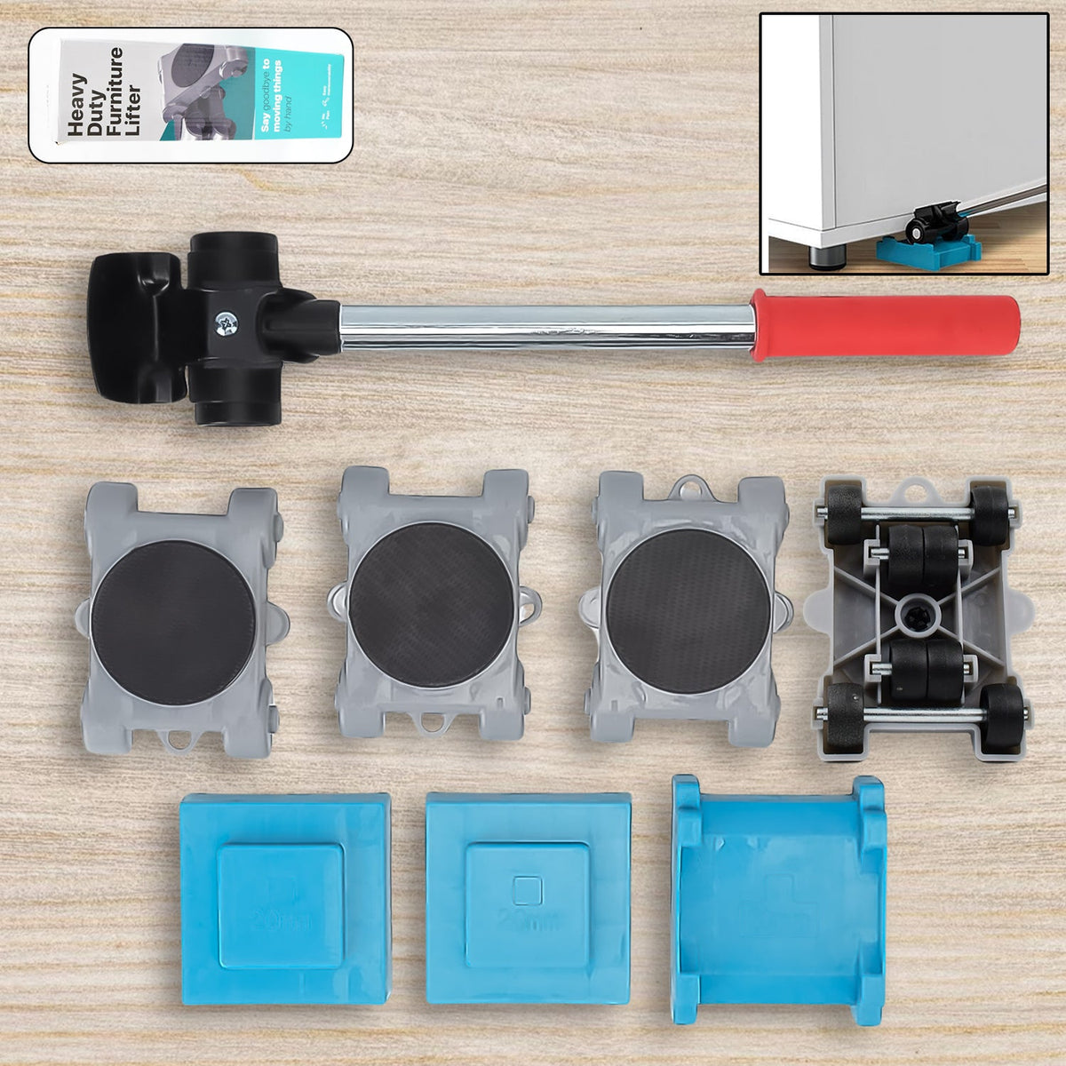 Ergonomic furniture lifter tool making heavy lifting effortless.