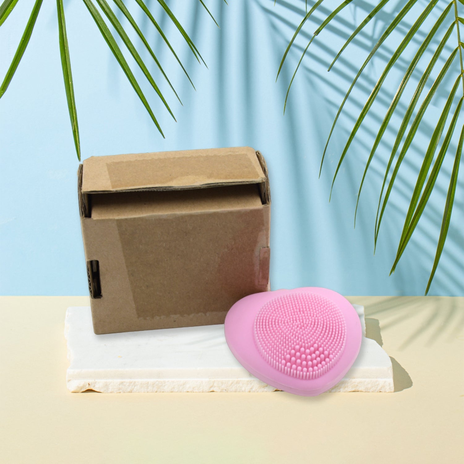 Waterproof heart-shaped silicone facial cleansing brush.