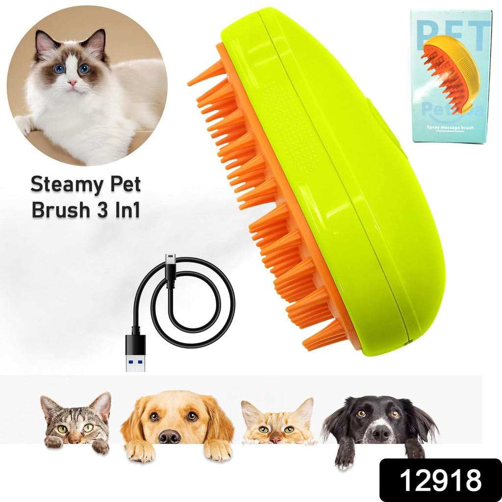 Cat Steamy Brush showcasing its 3-in-1 functions.