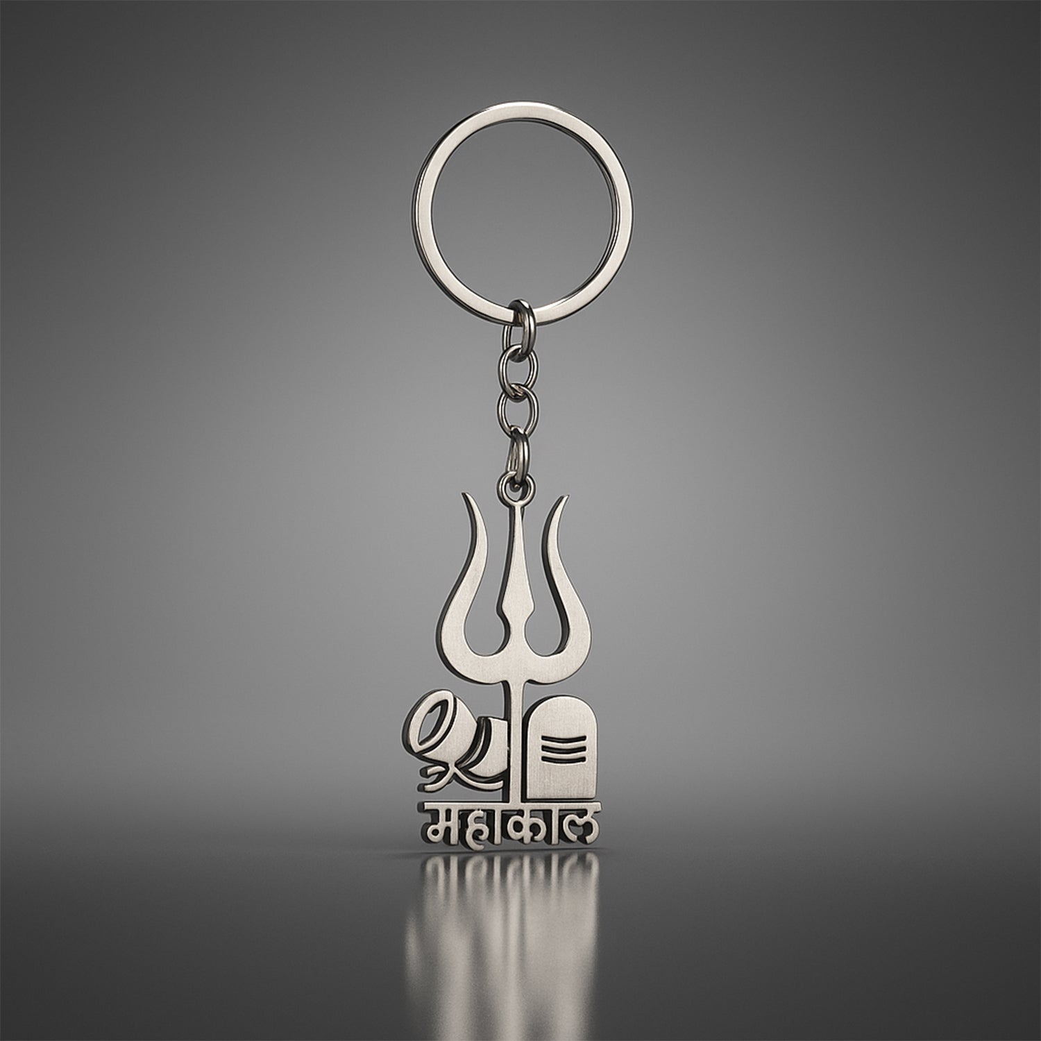 Mahakal Trishul Keychain with Shivling motif on a clean white background.