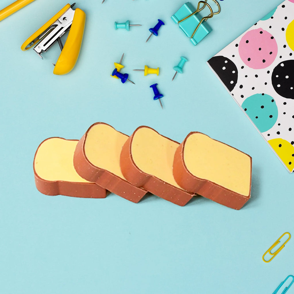 Close-up of a single 3D toast bread eraser, highlighting its realistic texture.