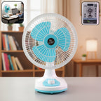 Portable 12V DC table fan with adjustable speed control and safety grill