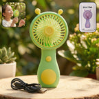 Rechargeable mini handheld fan with cartoon style and USB charging port