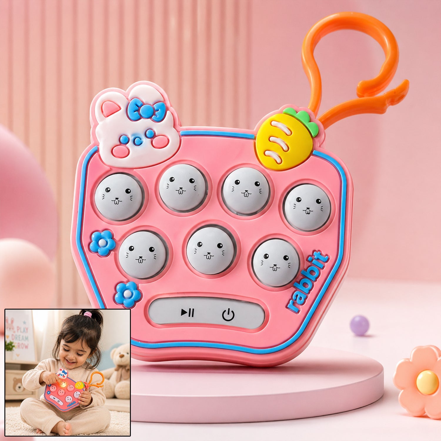 Cute cartoon music push button keychain for kids