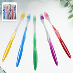 Soft plastic toothbrush in vibrant mixed colours, ideal for daily use.
