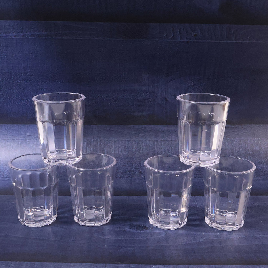 Reusable plastic tea cups styled like Indian street chai glasses