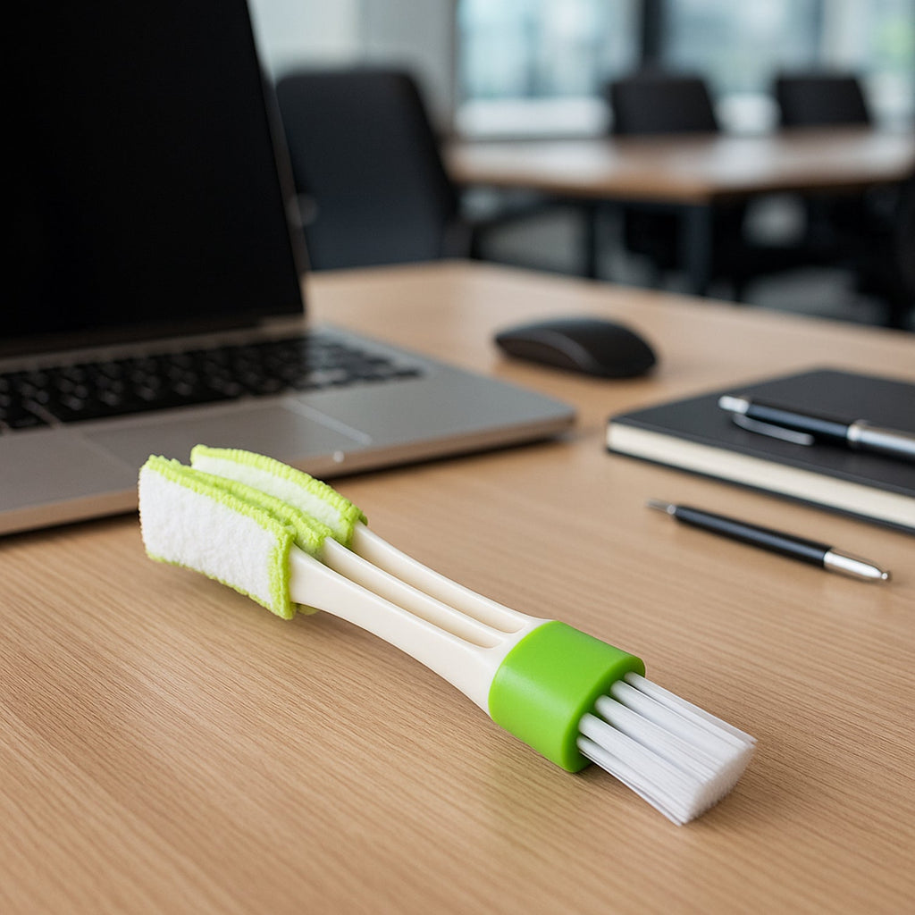 Device and vent cleaning brush kit for precise dust removal