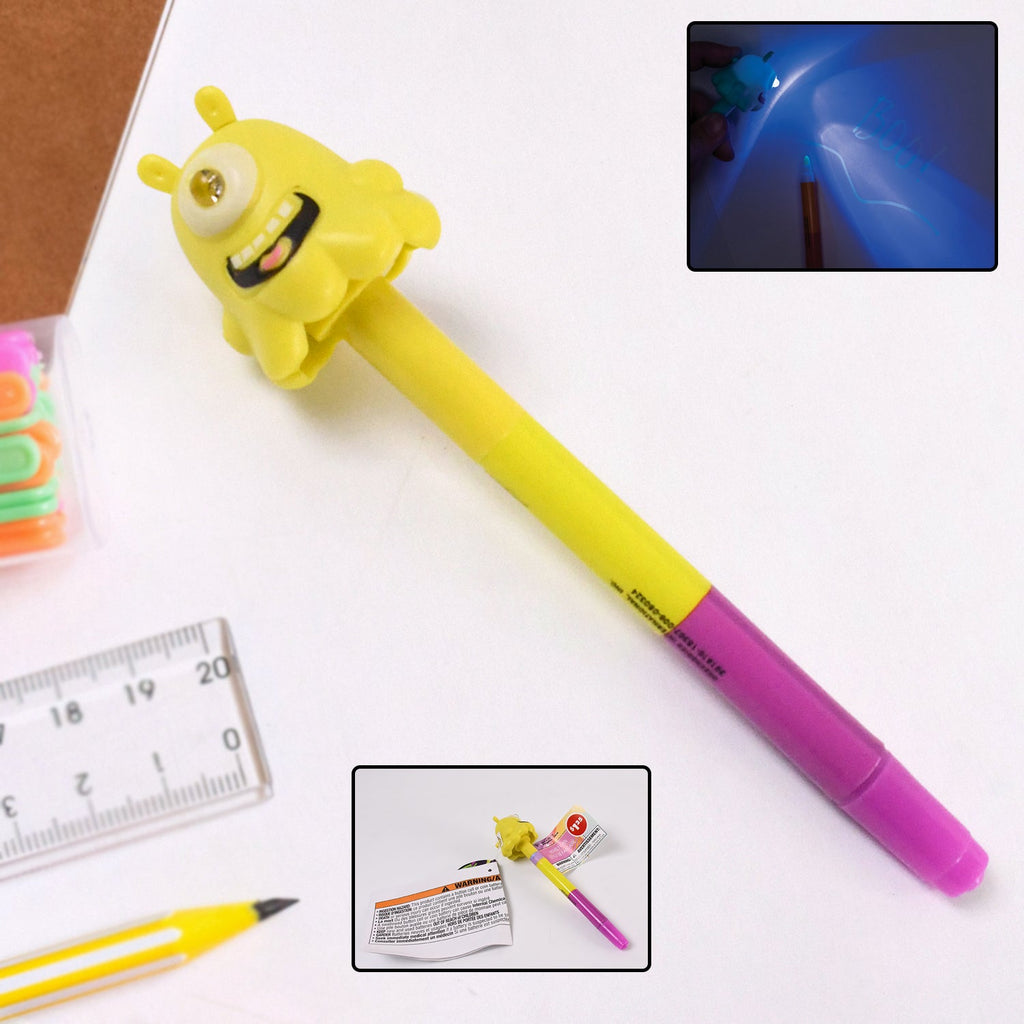 3-in-1 multifunctional ball pen with marker and LED light on white background