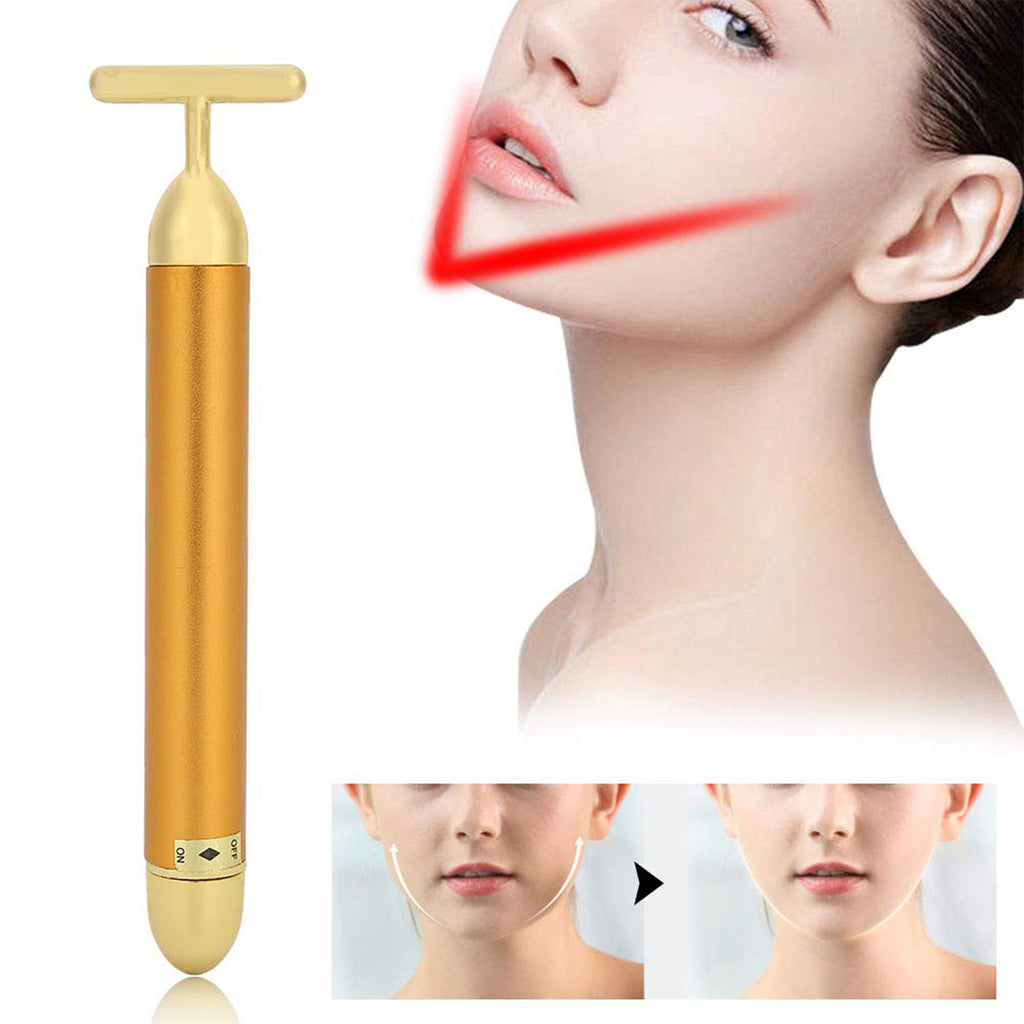 Golden Vibrating Face Massager tool for radiant skin.