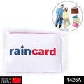 Compact waterproof emergency raincoat card easily fitting in a wallet