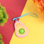 Smiley faced avocado push pop keychain with silicone bubble