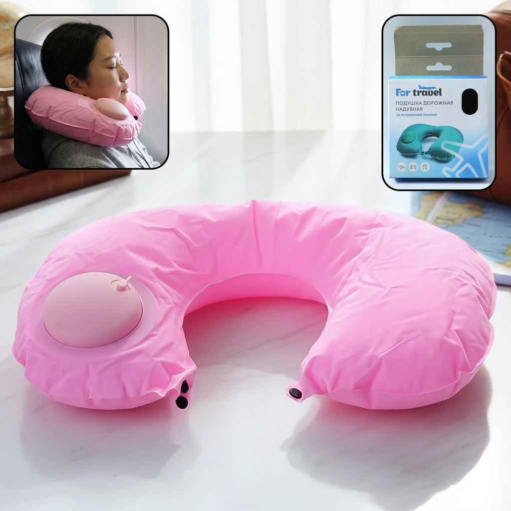 Inflatable U-shaped travel neck pillow for ergonomic neck comfort