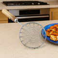 Stainless steel wire skimmer with heat-resistant wooden handle