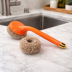 Dish cleaning brush with tough scrubber head designed for heavy duty cleaning