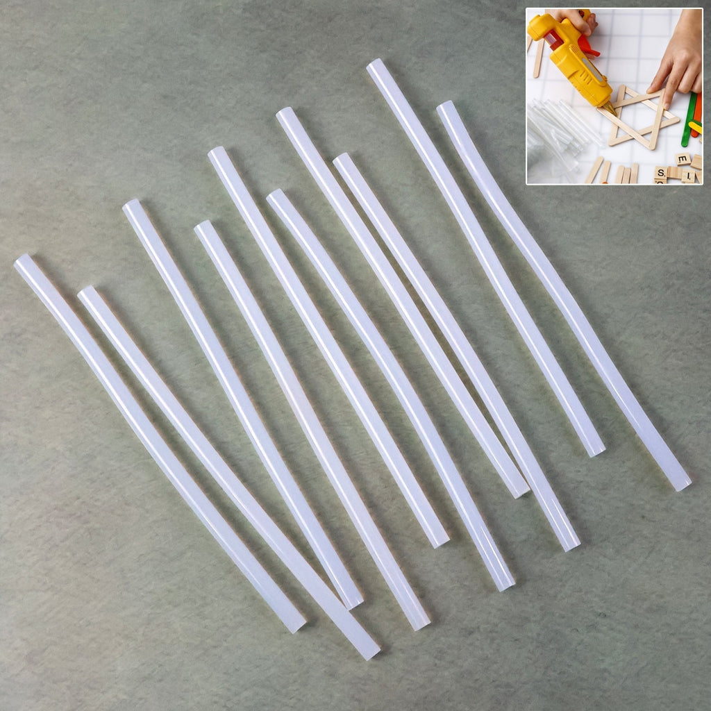 Set of transparent hot melt glue sticks for crafting and repairs