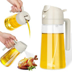 Glass oil dispenser bottle with pour and spray function