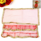 Premium Tulsi Vastra pooja cloth featuring vibrant red fabric with gold border for worship use