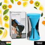 Compact fruit and vegetable spiralizer with dual stainless steel blades.