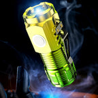 Front view of the USB rechargeable flashlight showcasing its 3 powerful LEDs.