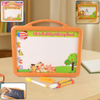 Educational drawing board with reversible whiteboard and chalkboard surfaces for kids