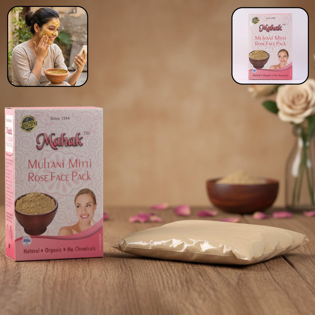 Multani Mitti and Rose face pack powder for skincare use