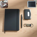 Premium travel essentials set featuring a professional notebook diary