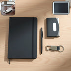 Premium travel essentials set featuring a professional notebook diary