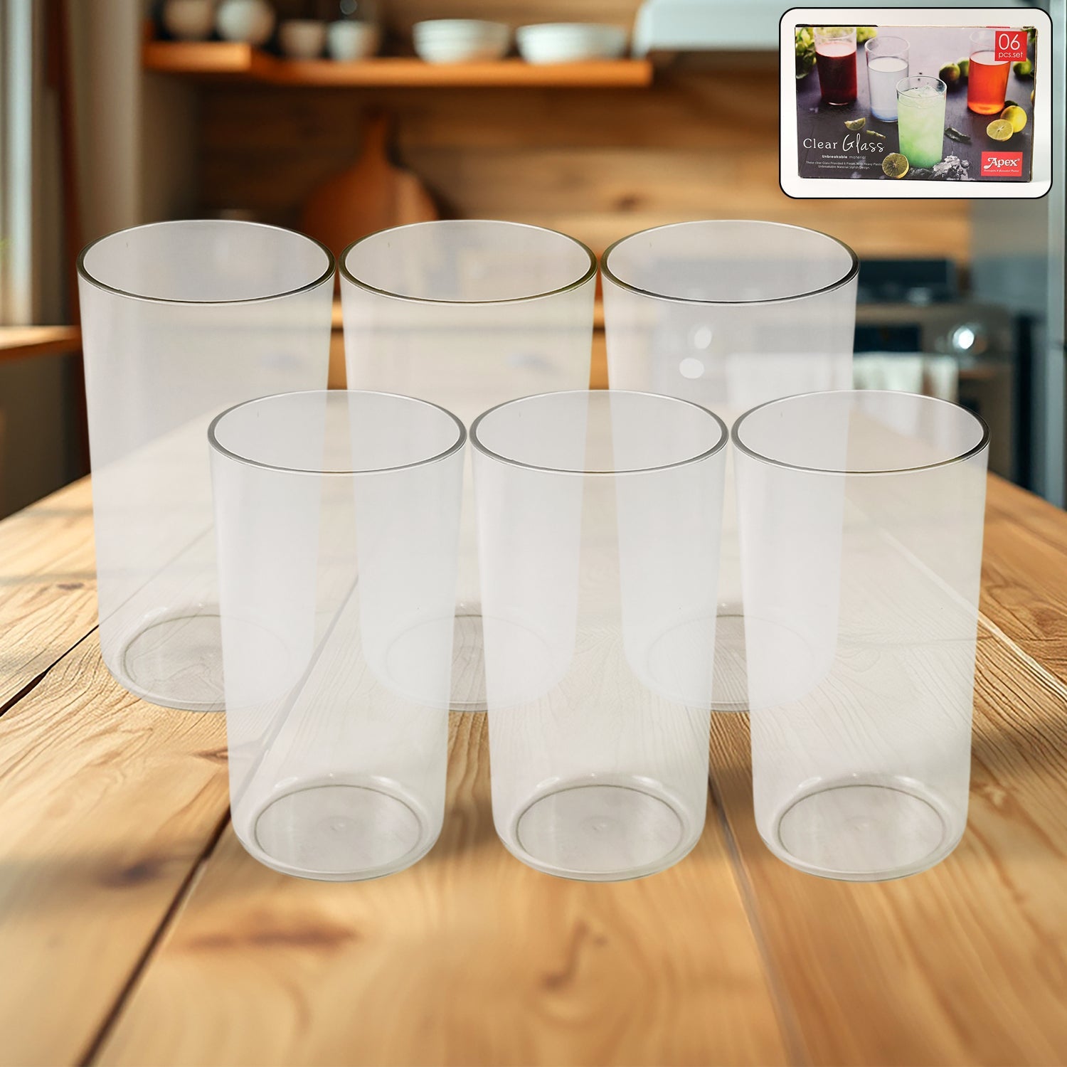 Clear plastic tumbler set showing elegant glass-look design