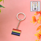 Rainbow metal keyring showcasing vibrant design and durable metal