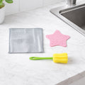Kitchen Cleaning Set featuring scrub pad, sink strainer, and bottle brush in one combo