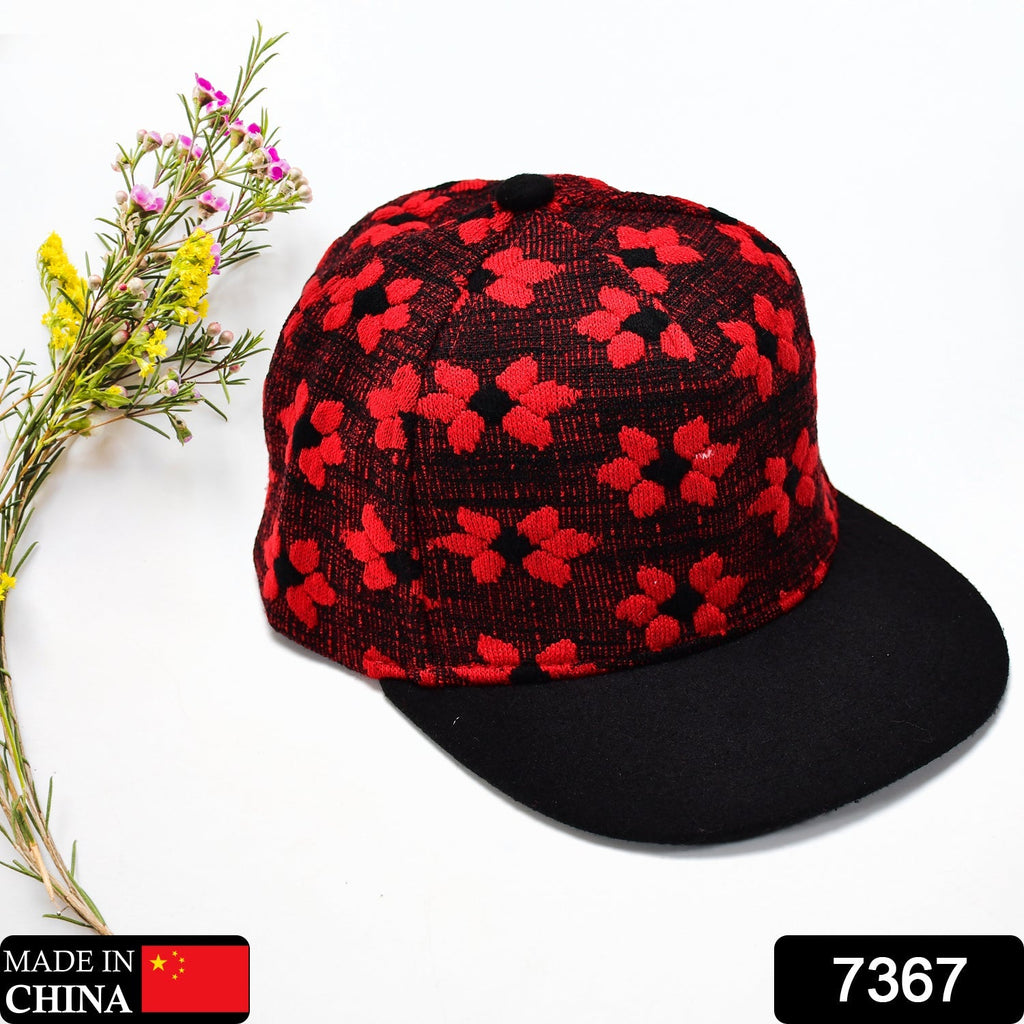 Front view of a black Hip Hop Snapback Hat with a bold graphic print and adjustable strap.