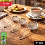 Close-up view of fine mesh stainless steel tea strainers