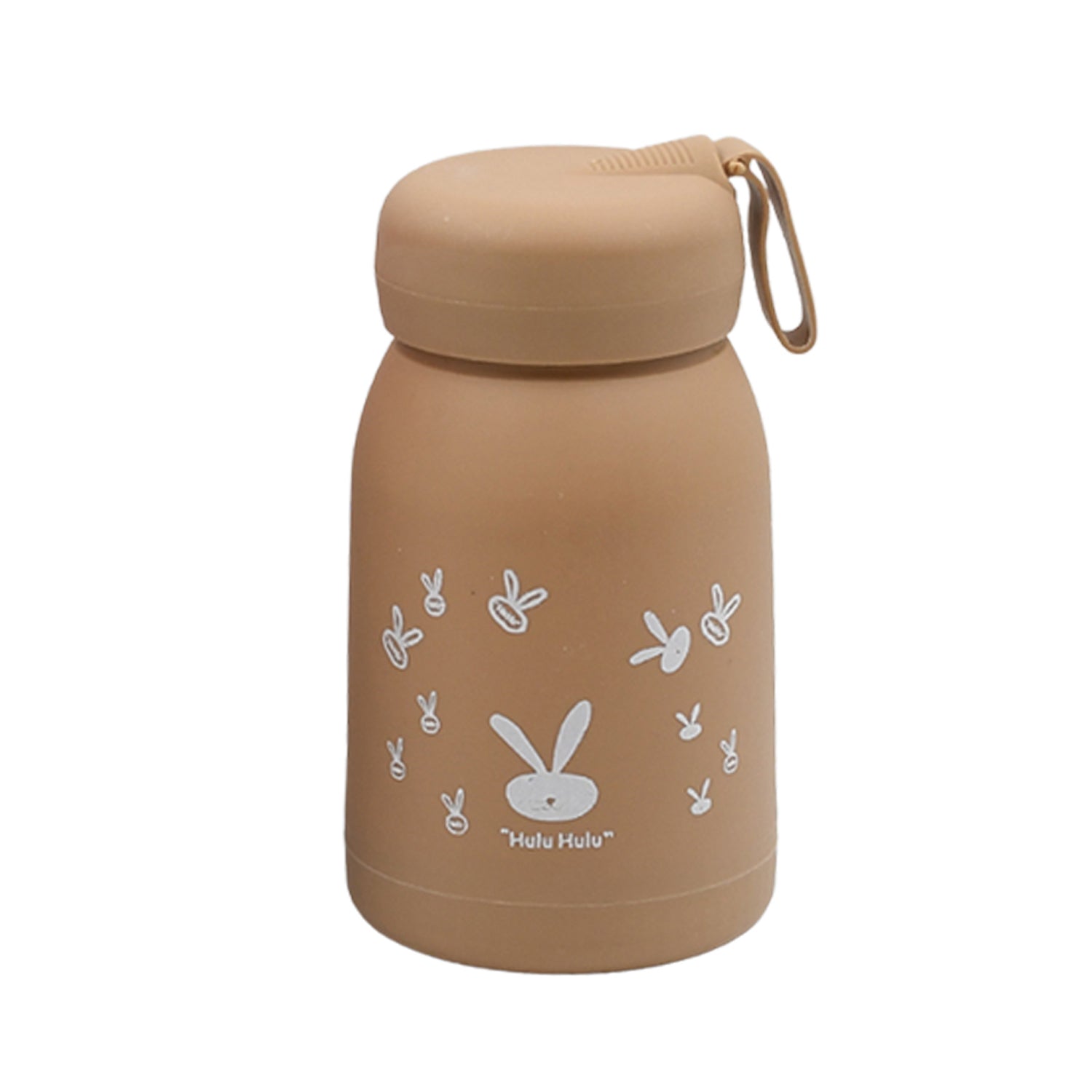 The insulated glass body and secure sipper lid of the 330ml kids water bottle.