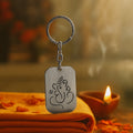 Auspicious Ganesh Metal Keychain with a crisp cut-out design and smooth tag plate.