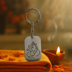 Auspicious Ganesh Metal Keychain with a crisp cut-out design and smooth tag plate.