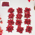 Model wearing a red velvet rose hair clip, demonstrating its chic and versatile appeal.