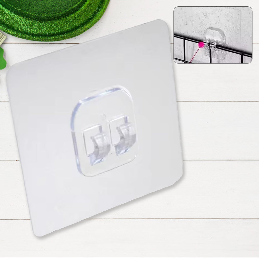 Close-up view of the strong, transparent adhesive surface of the wall hook.